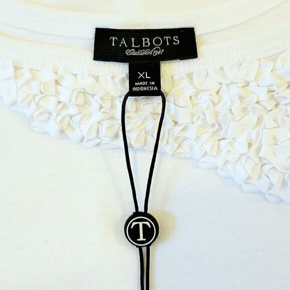 Talbots White Scoop Neck Ribbon Detail 100% Pima Cotton Tank Top Size XL - Picture 5 of 6